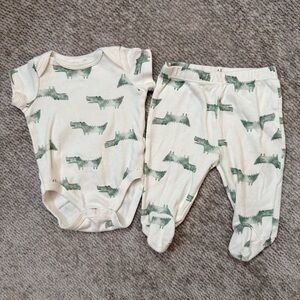 Sterling Baby Organic Cotton Crocodile Set 6M Bodysuit Pants Neutral